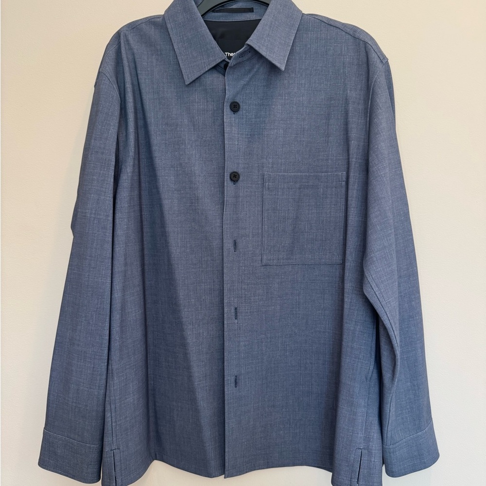 Theory Clyfford Men's Dusty Blue Slim Fit Shirt Jacket, Size M